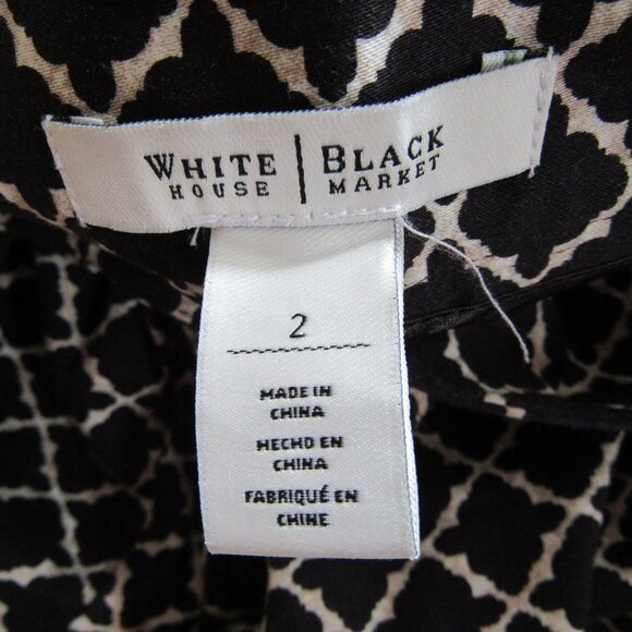 White House Black Market Geometric Print Size 2 Black & Cream Ankle/Capri Pants - Picture 2 of 3